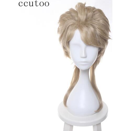 Ccutoo 45cm Blonde Medium Hairstyle Synthetic JoJos Bizarre Adventure Dio Brando Cosplay Full Wigs Heat Resistance Costume Wig
