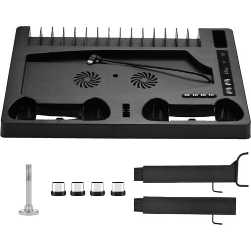 Game Console Cooling Fan Stand Controller Charger For PS5 Host Cooling Base With Disc Rack Handle Double Charging Earphone Rack