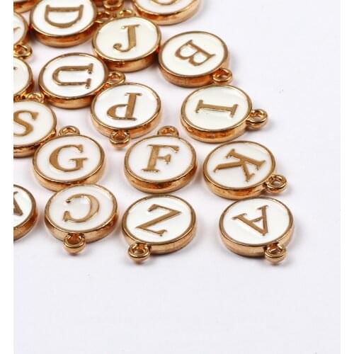10PCS White Golden Alloy Letter Pendant A-Z Alphabet For Handmade Fashion Jewelry Necklace Bracelet Making DIY Accessory Supply