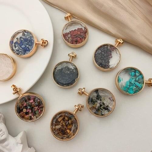 Transparent Healing Glass Wishing Bottle Pendant Reiki Amethyst Lucky Magic Jewelry Charms DIY Women Men Jewelry Making Necklace