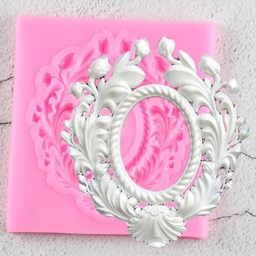 Rose Flower Leaf Relief Border Silicone Mold Frame Cupcake Fondant Molds Cake Decorating Tools Candy Chocolate Gumpaste Molds