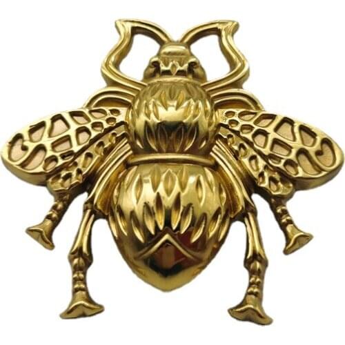 68*70*24 Retro Bee Animals Shaped Drawer Cabinet Door Handle Solid Brass Wardrobe Furniture Knob Diy Single Hole Handles