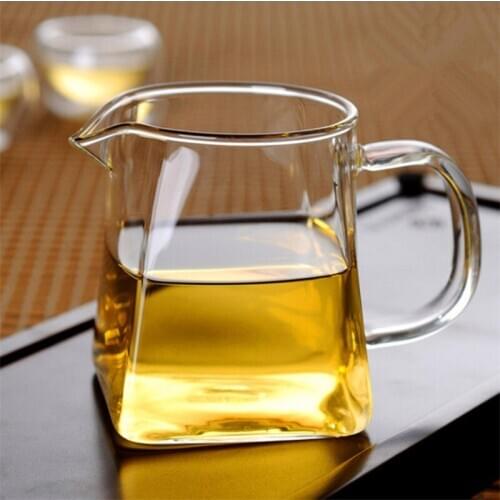 Heat Resistant Transparent Glass Tea Pitcher Square Creative Office Tea Set Home Milk Coffee Pot Water Jug Tea Cup Drinkware