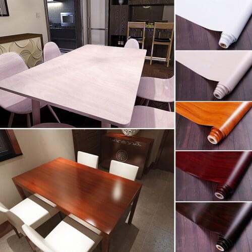 Wood Grain Home Decor Furniture Vinyl Wrap Waterproof Wall Sticker Self Adhesive PVC Wallpaper Kitchen Desk Door Decorative Film
