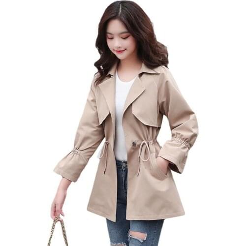 2021 New Autumn Women’s Jacket high quality Long Sleeve Casual Windbreaker Female Short Drawstring waist Jacket Femme Outerwear