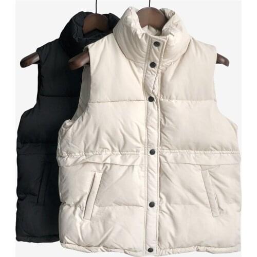 Winter Down Vest Women Short Sleeveless Vest Jacket Lightweight BodyWarmer Waistcoat Female White Gilets Windbreaker Down Coat