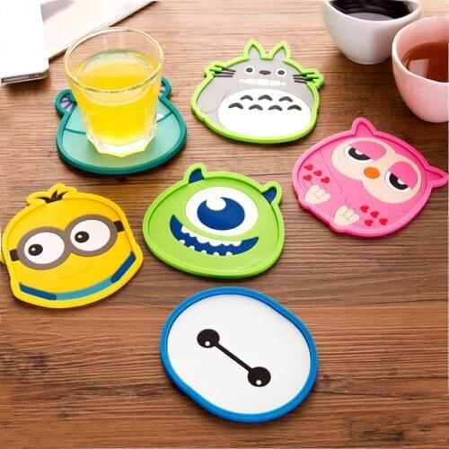 1Pc Cute Anime Silicone Coffee Place mat Anti-skid Cartoon Drink Coaster Cup Glass Beverage Holder Pads Mats KP020