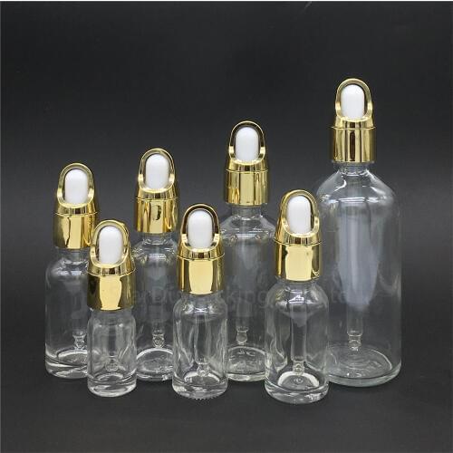 10PCS /lot 5ml,10ml,15ml,20ml,30ML,50ml,100ml Transparent Glass Bottle Dropper Essential Oil Bottle, Reagent Eye Perfume Bottles