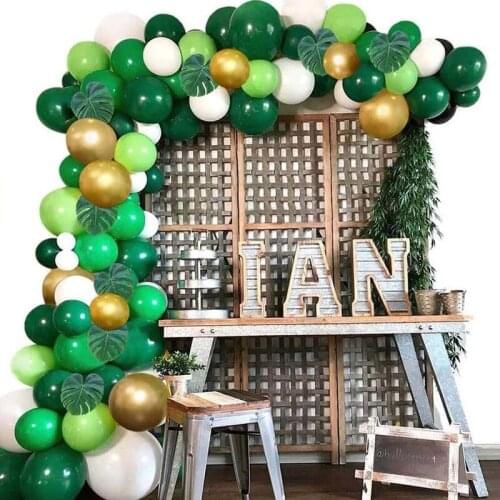 106pcs Green Balloon Garland Latex Balloon Arch Safari Jungle Party Wild One Birthday Party Decoration Kids Baby Shower