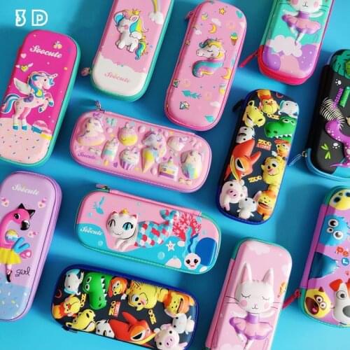 3D EVA pencil case cute Stationery box cartoon animals Pencil box for children pen case big pen bag gift School supplies storage
