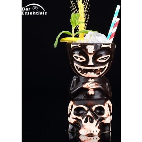 550ml Skull Doll Tiki Mug Cocktail Cup Beer Wine Mug Ceramic Tiki Mugs Art Crafts Creative Hawaii Mugs Easter Islander Bar Tool
