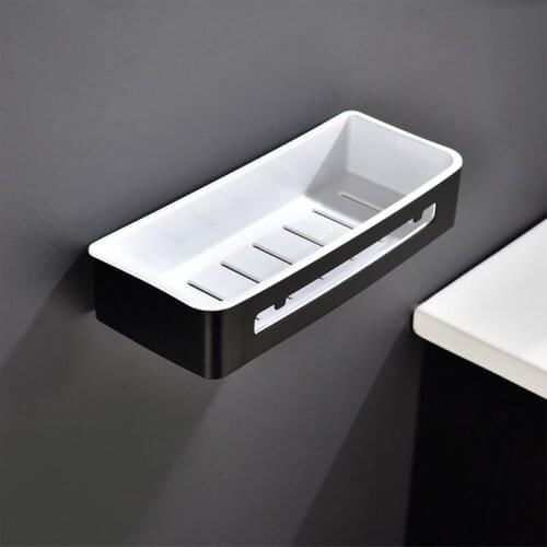 Bathroom Aluminum Storage Shelves Wall-mounted Shower Shelf Black White Acrylic Storage Basket Makeup Racks Organizer