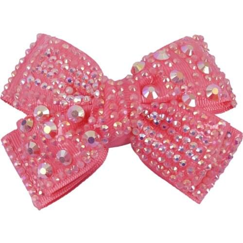 1PC 4" Girls' Grosgrain Ribbon Hair Bows Full Rhinestone Bling With Hair Clips Hairpins Barrettes For Girls Hair Accessories