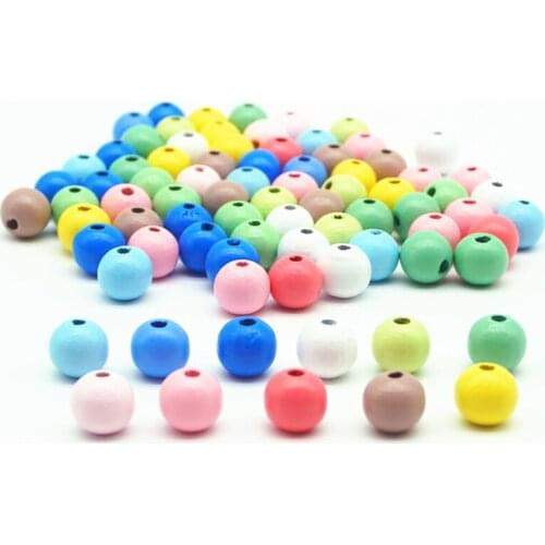 100pcs/lot 6 8 10 12 14 16 18 20mm Natural Round Ball Wood Beads Candy Color Eco-Friendly Wooded Charm Bead DIY Jewelry Findings