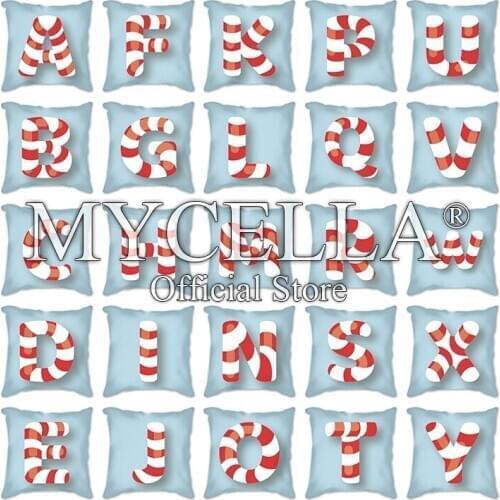 Cyan cover cushion Letter Pillow 45*45cm English Alphabet white Cushion Cover Polyester Decoration Cojines Decorativos Para Sofa