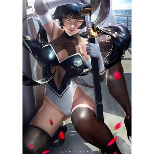 Print Canvas Game Draw The Sword Sexy Girl Art Poster 40x60 50x70 60x90 Custom Painting Living Room Bedroom Hanging Picture