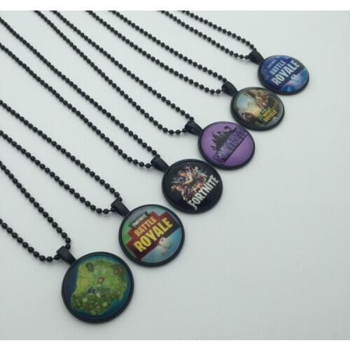 Game surrounding Fortnite necklace pendant time gem pendant black silver decoration mens street hipster hip-hop sweater chain