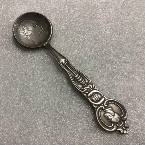 Exquisite Collection of Antique Copper Silver-Plated Figure Statue Spoons /12