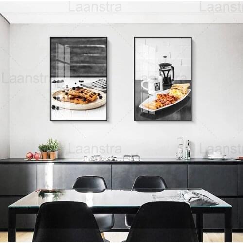 Canvas Painting Posters Food Fruit Pie Coffee Breakfast Picture Kitchen Restaurant Dining Room Decoration Wall Art Home Decor