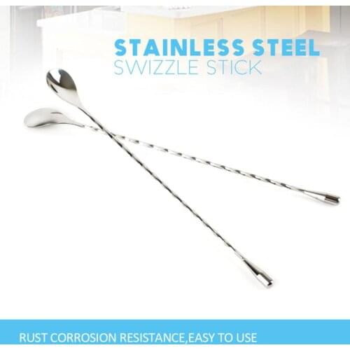 Long Handle Stainless Steel Cocktail Bar Spiral Pattern Drink Shaker Stirrer Twisted Mixing Spoon Fruit Juice DIY Spoon Kitchen