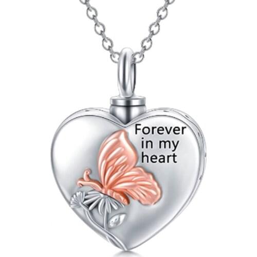 Creative Heart Urn Necklaces For Ashes Butterfly Daisy Urn Necklace Cremation Memory Jewelry For Women Men