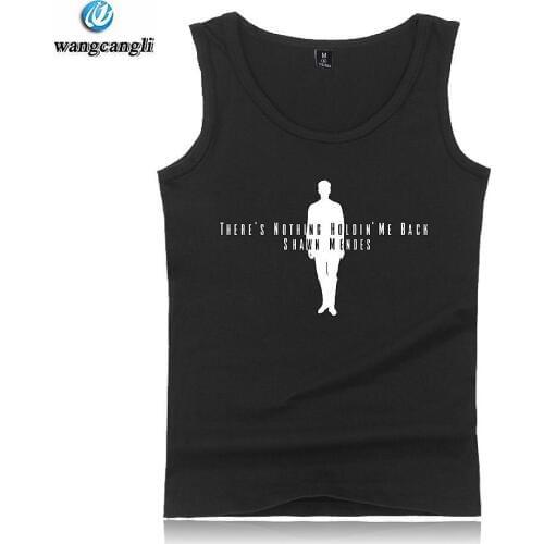 Shawn Mendes printed Bodybuilding Tank Tops Gym Clothing Singlet Sleeveless Cotton Shirt Fitness Workout Tank Top Summer Vest