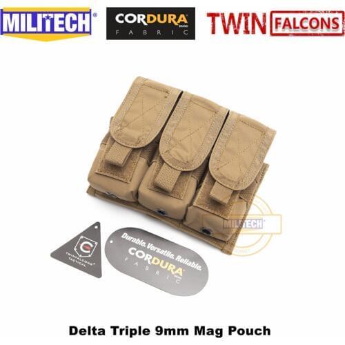 MILITECH TWINFALCONS TW 500D Delustered Cordura Molle Delta Triple 9mm Mag Molle Pouch Magazine Glock Pouch For Police Military