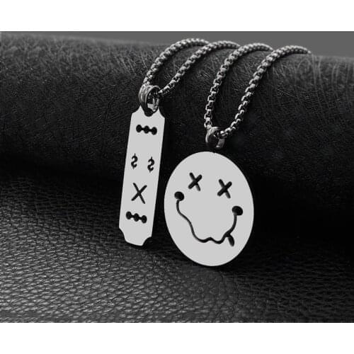 Trendy Brand Titanium Steel Pendant Couple Style Male Stainless Steel Round Brand Round Necklace Jewelry