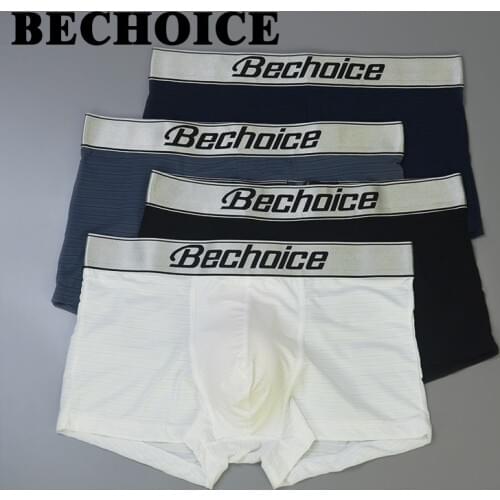 BECHOICE Mens Underwear Boxer Briefs Men Ultra-Thin Ice Silk Breathable Sexy Low-Waist Tide Comfortable Youth Underpants