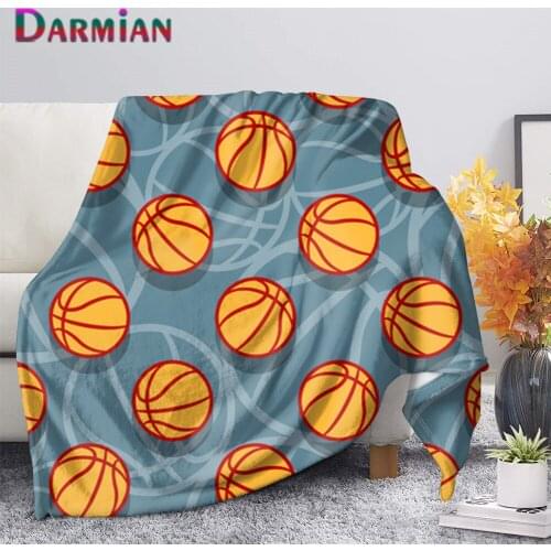 DARMIAN Basketball Pattern Cartoon Boys Girls Soft Fleece Blankets Single Summer Bedroom Quilt Office Sofa Nap Comfort Blanket