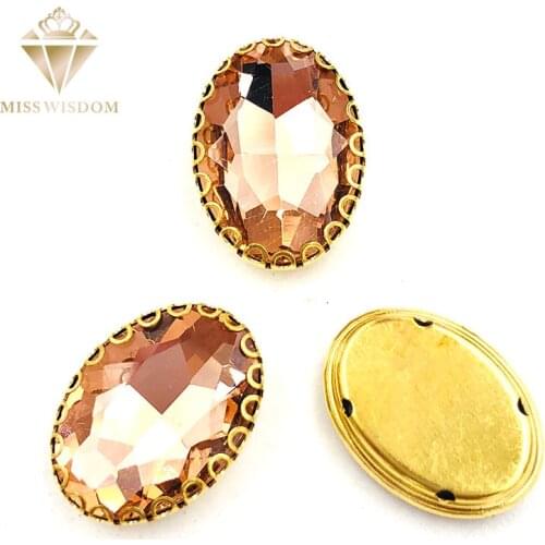 New Water red oval glass crystal sew on rhinestones gold bottom lacy shape claws 6X8/8X10/10X14/13x18mm Diy clothing accessories