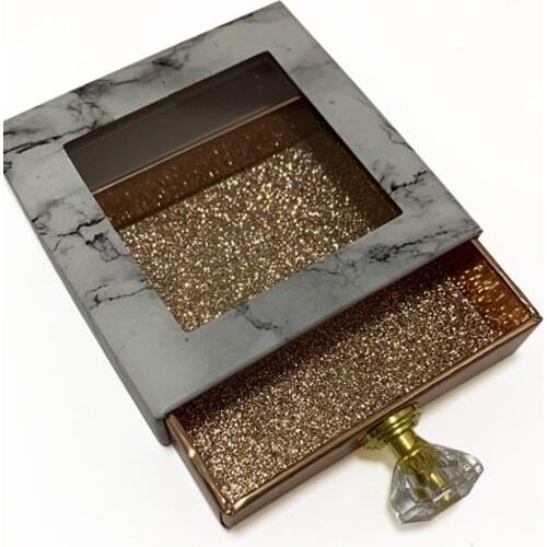 New Square Open Window Drawer Box Eyelash Packaging Box Diamond Handle Square Eyelash Box Multi-color Optional