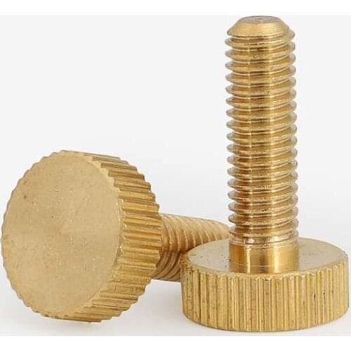M3 M4 M5 M6 size knurled flat screws full thread brass ruled head drive male bolts pitch 4/5/6/8/10/12/16/20/25mm long