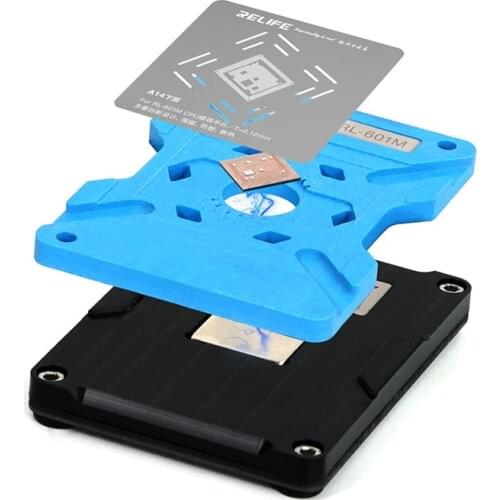 RELIFE RL-601M 7 in 1 IC CPU Reballing Stencil Platform Tin Template Fixture for A8 A9 A10 A11 A12 A13 A14 Positioning Repair