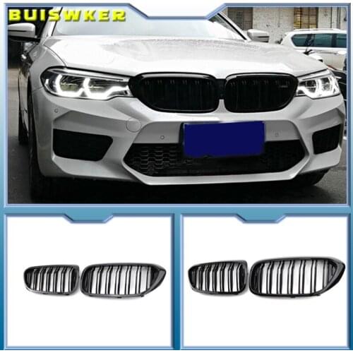 1 Pair Front Kidney Grille for Bmw New 5 Series G30 G38 2018-2019 Grille Gloss Black Front Bumper Slat Grill