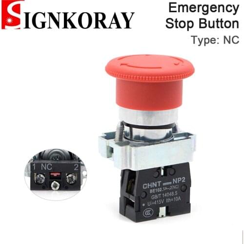 SignKoray Emergency Stop Button NC Rated Current 10A for CO2 Laser Engraving Cutting Machine
