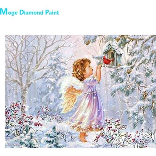 Snow Forest Little Angel Diamond Painting Portrait Round Full Drill Nouveaute DIY Mosaic Embroidery 5D Cross Stitch Home Decor