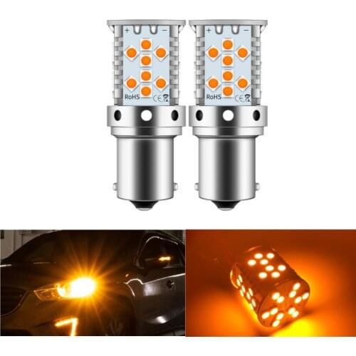 2X 12V LED Car Turn Signal Light Anti Strobe Super Bright 1156 T20 7440 3030 44 SMD Decoding Constant Current Brake Lamp Yellow