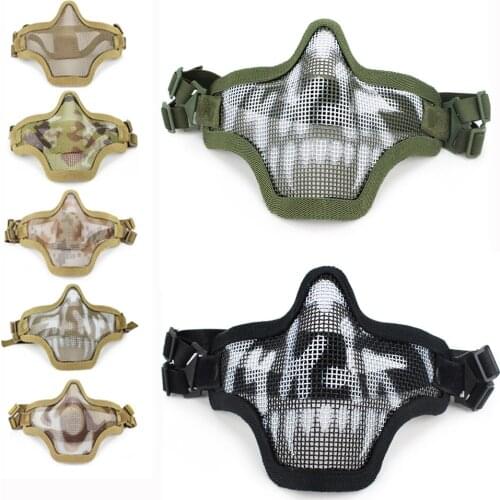 Tactical Half Face Metal Mesh Comfortable Adjustable Military Airsoft Paintball Protective Mask for Hunting Cs Game