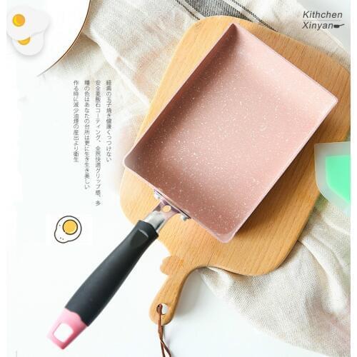Tamagoyaki Japanese MedicaL Stone Omelette Aluminum Alloy Pan Maker Non-stick Frying Pan Fry Egg Pan Pancake Pot Cookware Pink