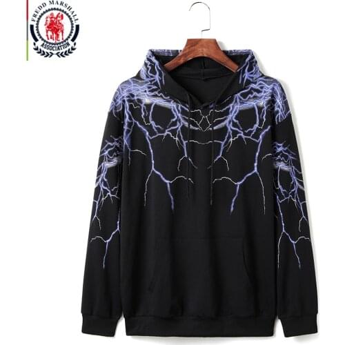 FREDD MARSHALL 2020 Fashion Dark Lightning Print Hoodies Streetwear Men Hip Hop Harajuku Hoodies Casual Hooded Sweatshirts 1230