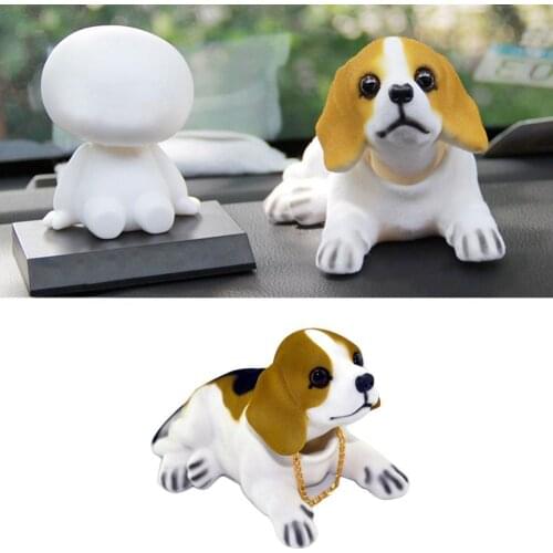 1pcs Car Decorations Nod His Head Puppy Plush Resin Dog Car Interior Creative Decorations Simulation Shaking Head Doll Crafts