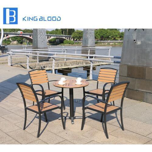 5pcs Outdoor garden furniture plastic wood dining table and chair