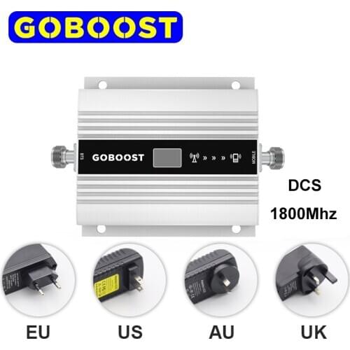 GOBOOST 4g Gsm Signal Booster DCS 1800Mhz Repeater Led Dispaly Celluar Amplifier with Power Supply Russia Free Shipping