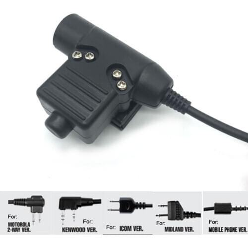 Military Z Tactical U 94 Headset U-94/A PTT Adapter for BaoFeng KENWOOD ICOM Midland Motorola Radio Walkie Talkie Cell Phone