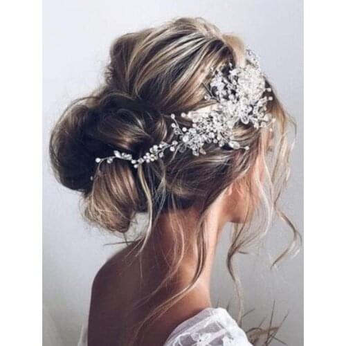 Vintage Crystal Headband Silver Rhinestone Elegant Banquet for Bridal Headwear Tiara Wedding Headdress Women Hair Accessories