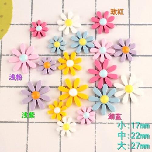 10pcs 17MM 22MM 27MM Resin daisy flower charms cabochon decoration craft ornament fittings DIY food pendant jewelry material