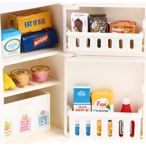 16Pcs/Set 9*5*4CM 1:12 Doll House Freezer Model White Refrigerator Kitchen Furniture Toy