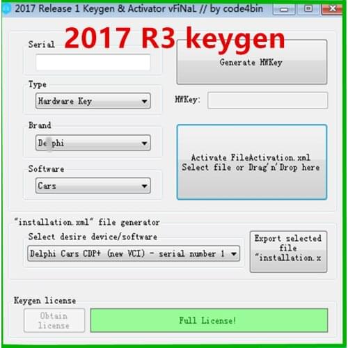 2021 Latest 2017.R3 NEW KEYGEN 2017.R3 keygen activate 2017 Car and Truck by yourself. 2017 R3 delphis OBD2 with keygen