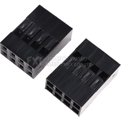 50PCS/Lot Double 2*4P 8P 2.54mm 2x4P 2*4P Plastic Dupont Jumper Wire Cable Housing Female Pin